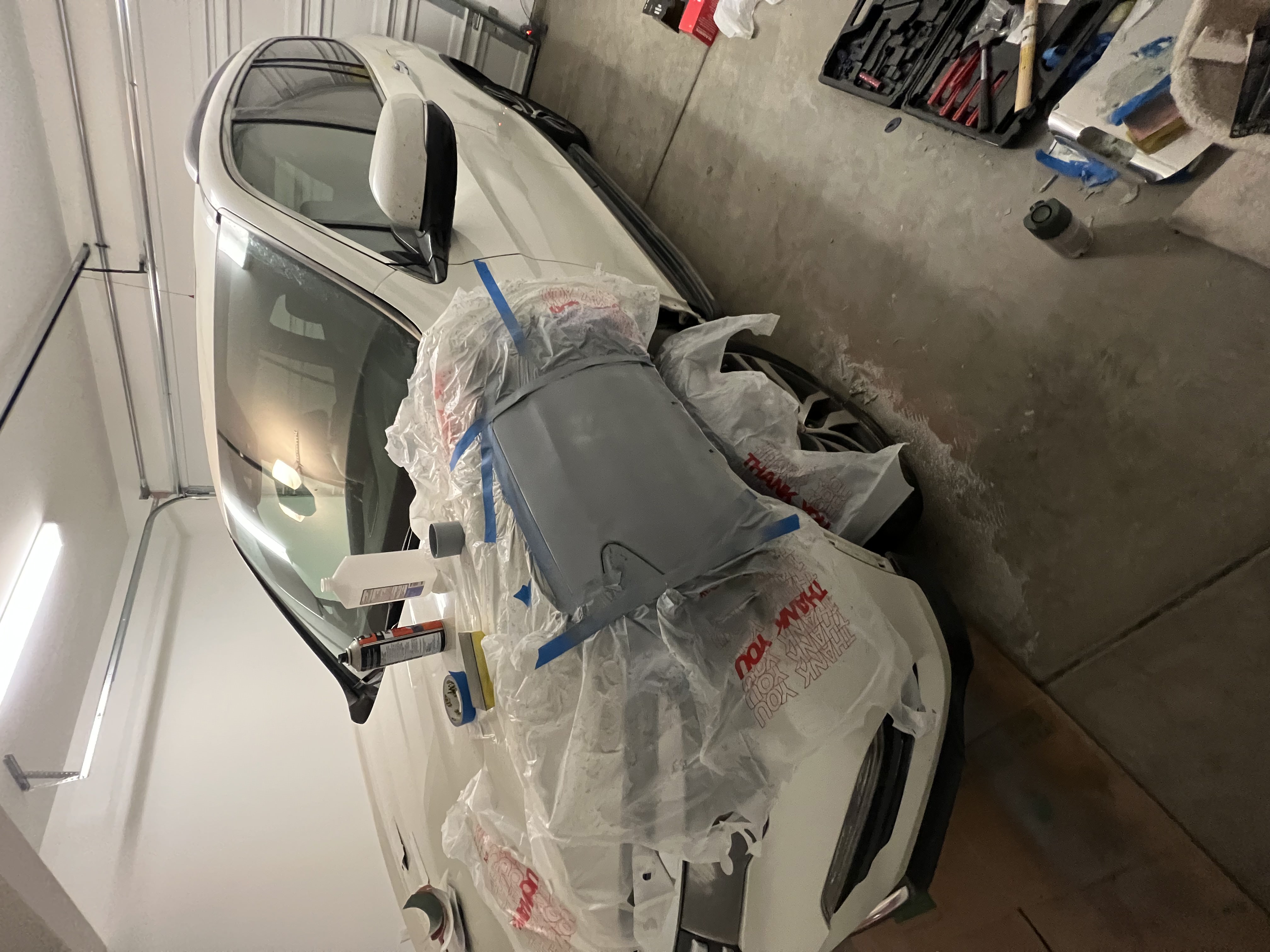 Car masked for painting